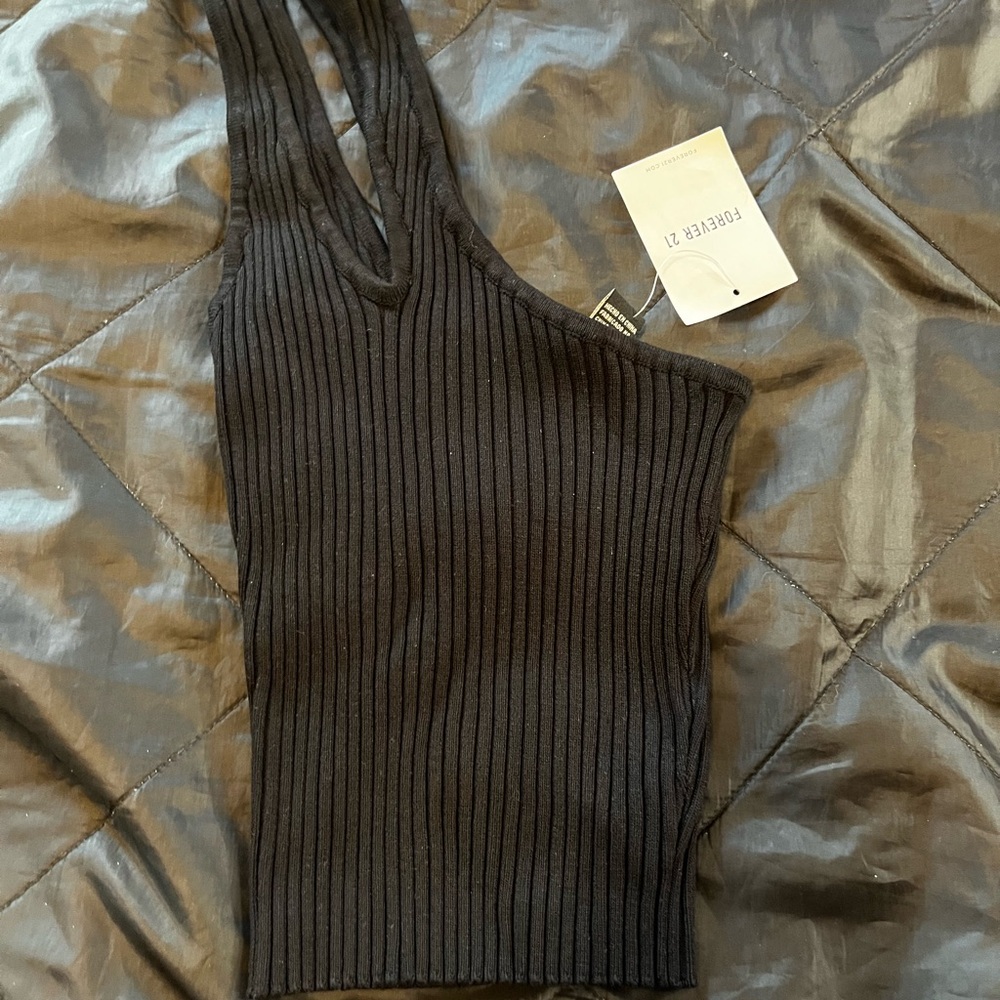 New Forever 21 Black Ribbed Tank Top